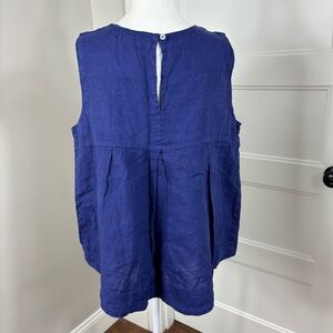Cut Loose Blue Hanky Linen High Lo Tank Size L